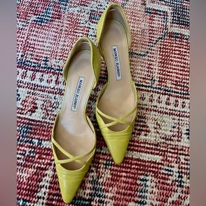Manolo Blahnik lime green kitten heel, Eur 37 1/2 US 7.5